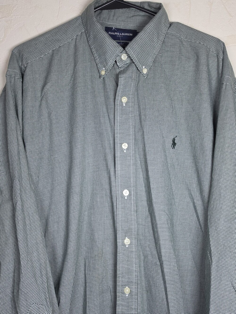 Polo Ralph Lauren Golf Green Houndstooth Button Down Long Sleeve Shirt Large
